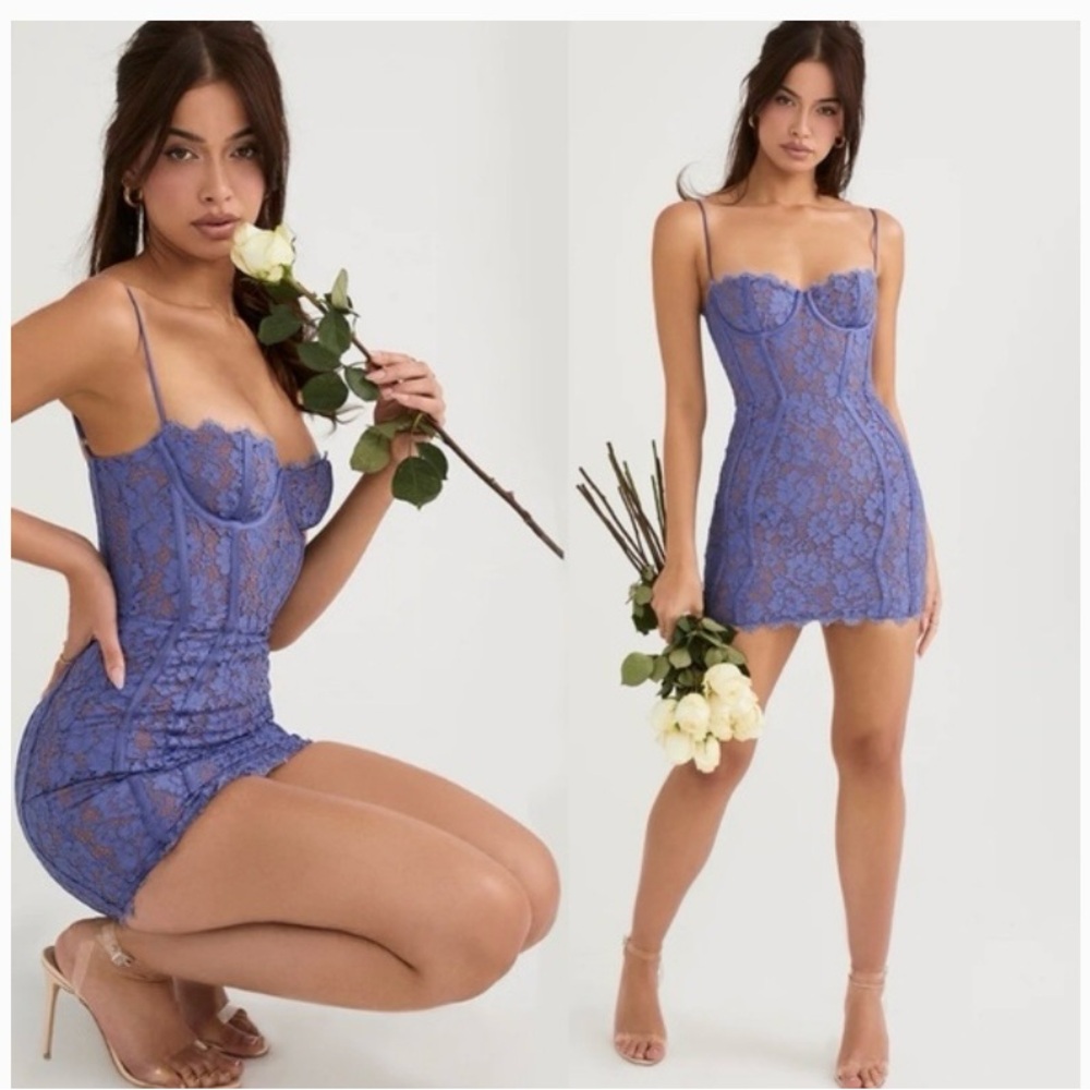HOUSE OF CB lilac lace mini dress NWT